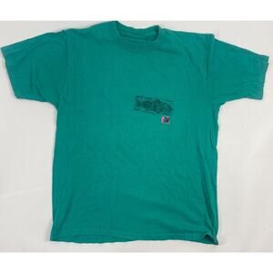 Vintage 1986 Newport Beach Blue Graphic Single Stitch T-Shirt Size M/L Fishing
